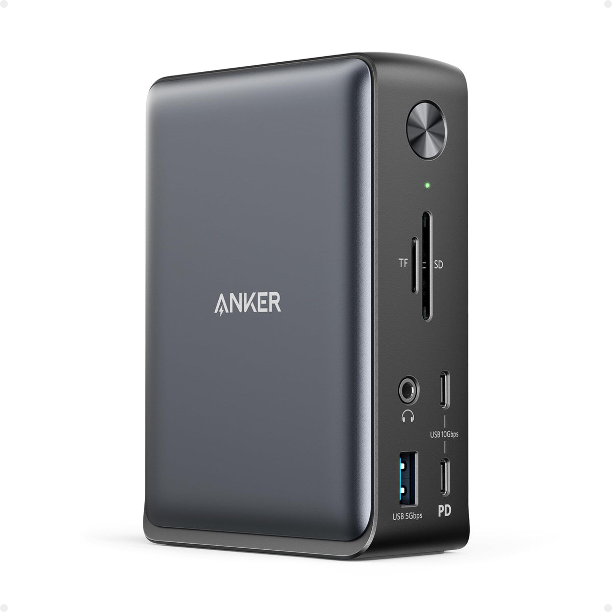 Anker laptop docking station ports providing full connectivity for a tidy workspace