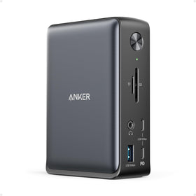 Anker laptop docking station ports providing full connectivity for a tidy workspace