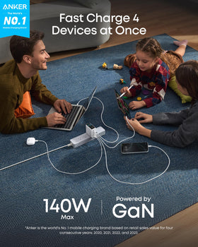 Anker 140W GaN charger dual USB-C ports enable rapid MacBook Pro charge