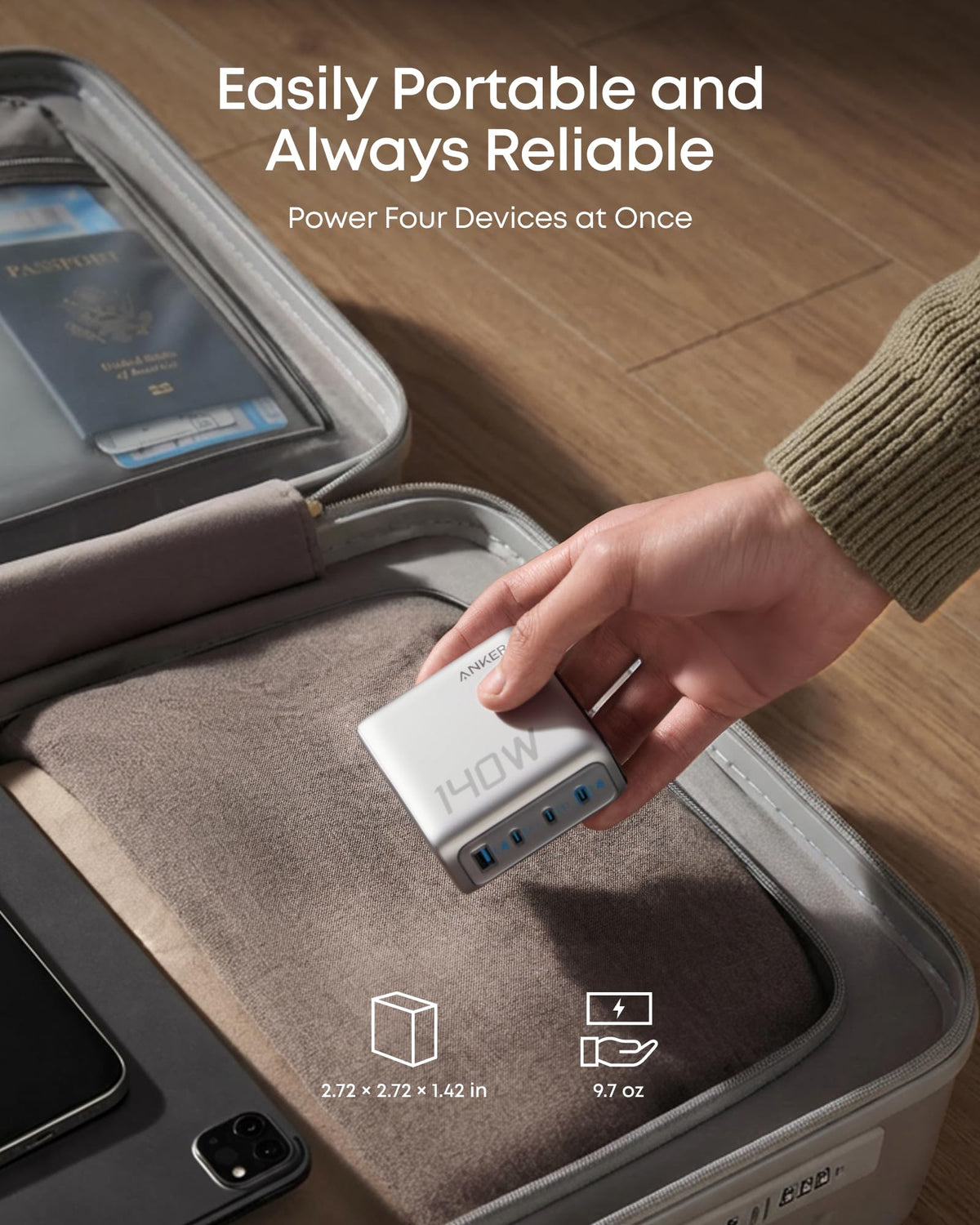 Anker 140W GaN charger includes a 5 ft USB-C to USB-C cable