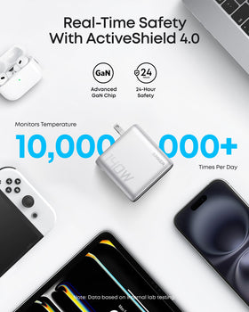 Anker 140W GaN charger touch controls for easy operation on the go
