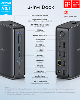 Detachable hub on the Anker Nano dock enables quick on the go connectivity