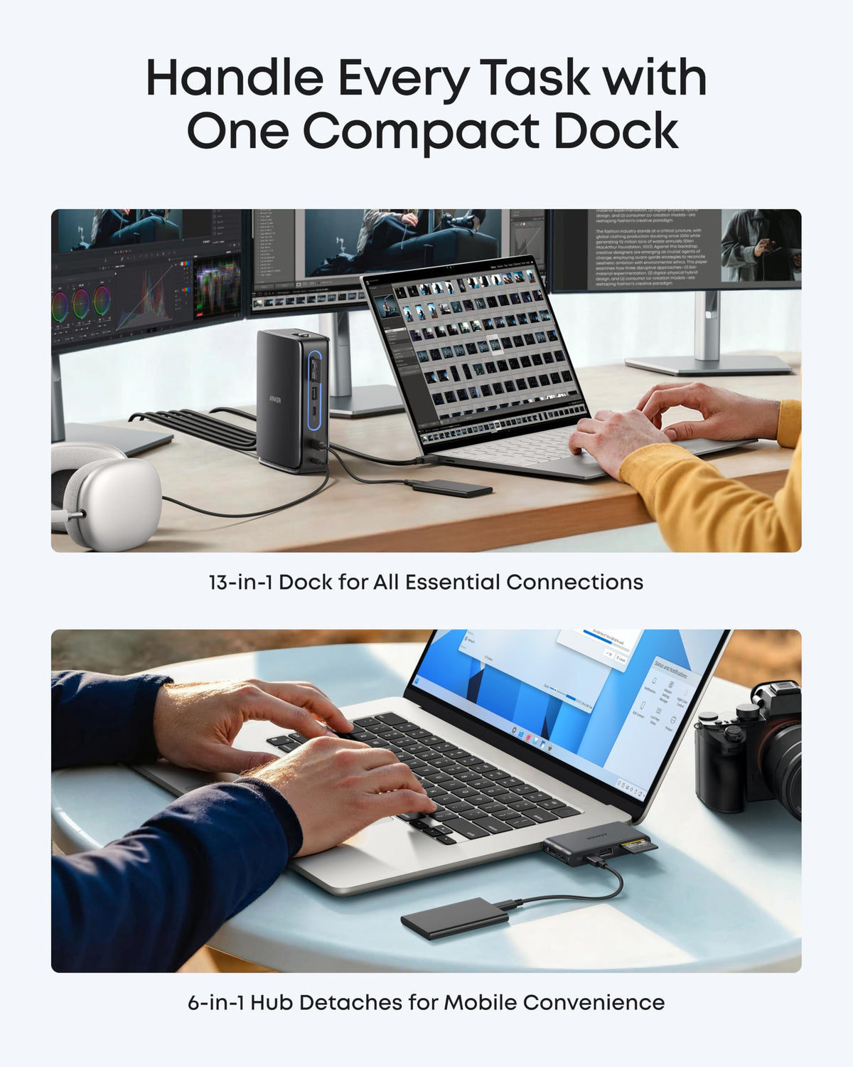 Triple display setup with the Anker Nano dock for enhanced multitasking