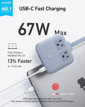 Anker Nano flat plug profile and low height fits behind furniture for space saving