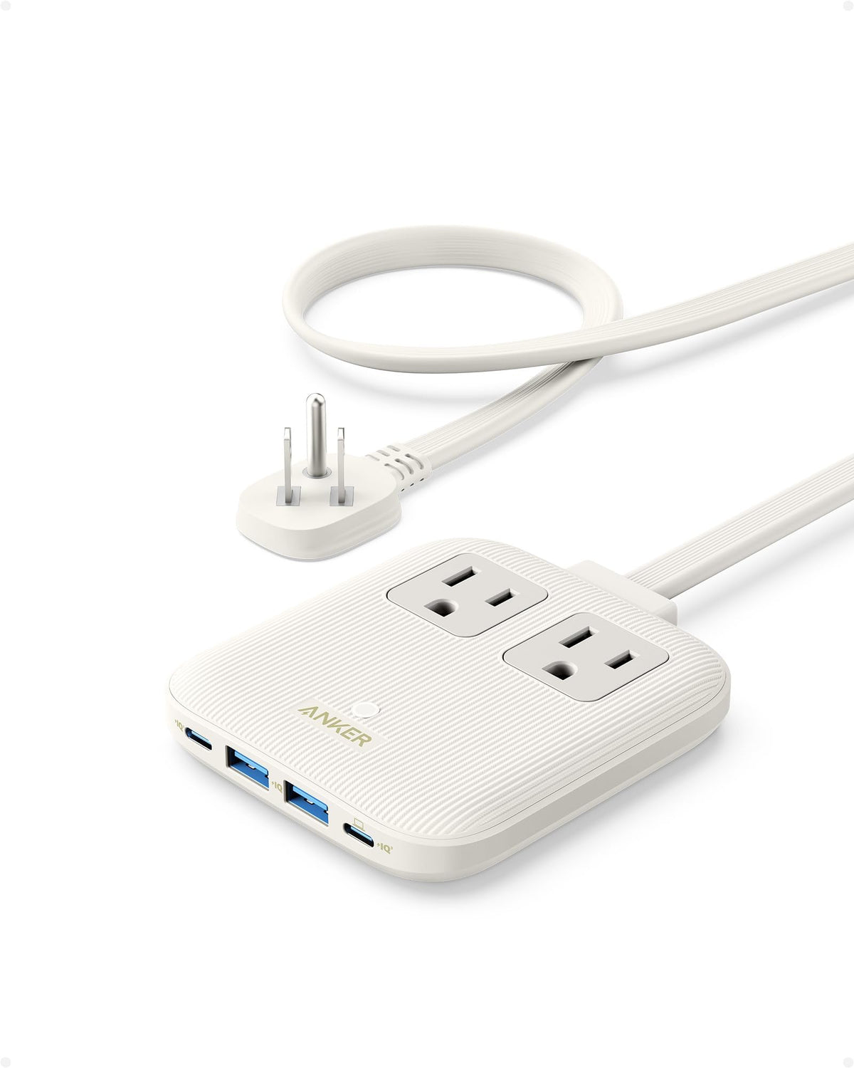 Anker front view showing ports and compact design, convenient for travel