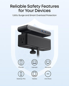 Anker Nano Power Strip five-foot cord for flexible desk setup