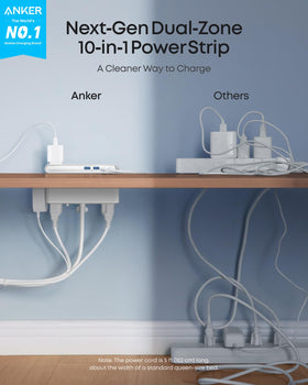Anker Nano Power Strip dual-zone layout separates outlets and USB ports
