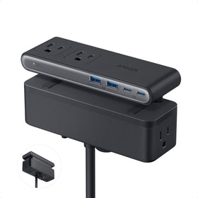 Anker Nano Power Strip top view showing six outlets for organized charging