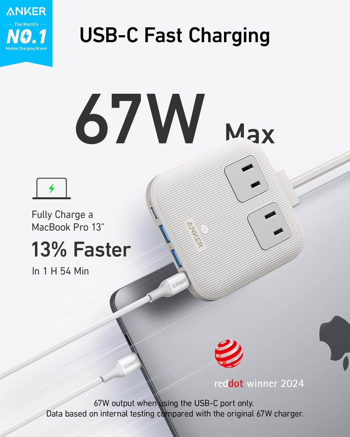 Anker thin flat plug close-up demonstrating slim profile for tight spaces