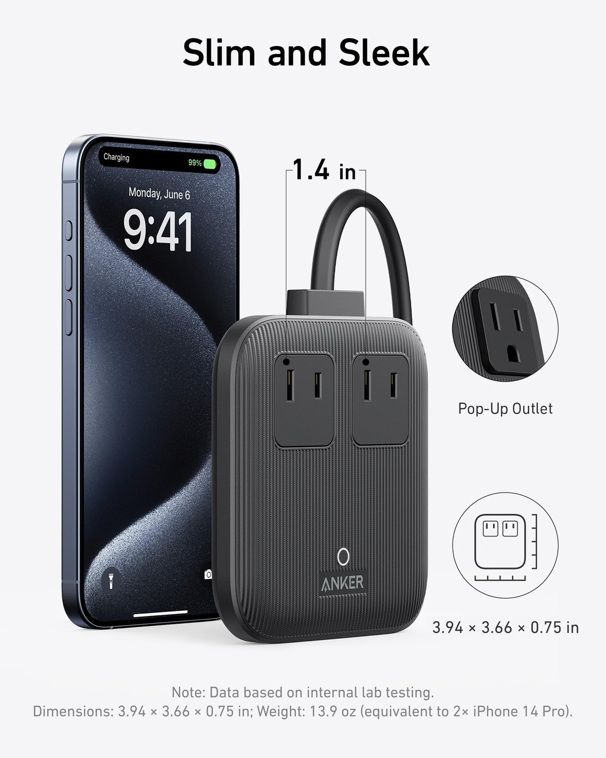 Close-up of Anker Nano USB-C, USB-A, and AC ports enabling multi-device charging