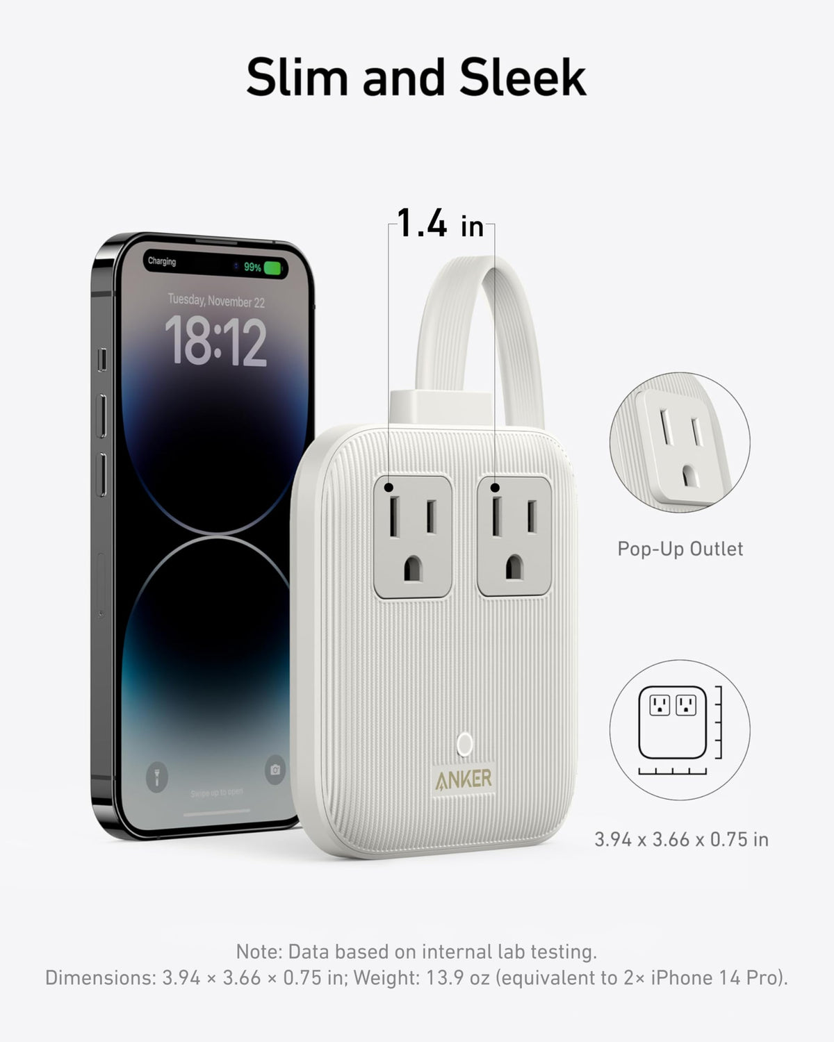 Anker close-up of USB-C, USB-A and AC ports enabling multiple devices