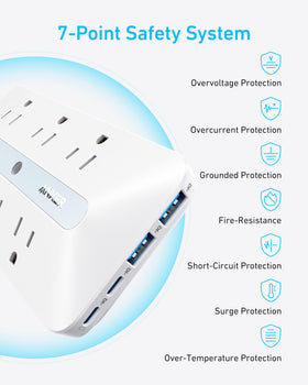 Anker Outlet Extender in dorm room setup boosts organization