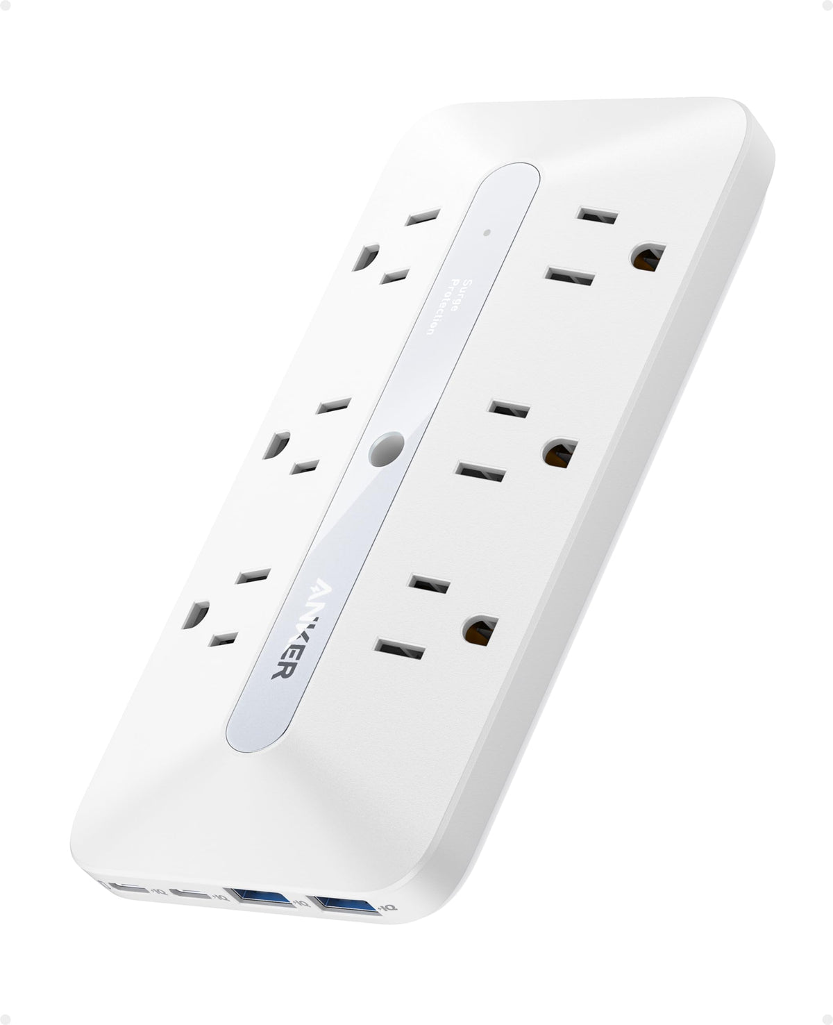 Anker Outlet Extender front view shows compact 10-in-1 design for dorm rooms
