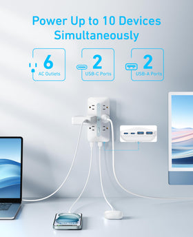 Anker Outlet Extender top view highlights slim profile near wall