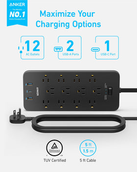 Anker close-up showing optimized outlet layout and spacing to fit large plugs