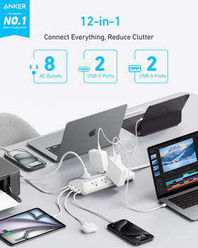 Anker flat plug detail with slim profile for furniture clearance and tidy placement