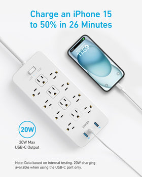 Anker in a home office scene showing tidy cable management and device charging