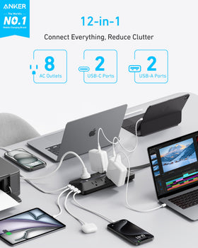 Anker flat plug and 5ft cord closeup fitting behind furniture for space-saving