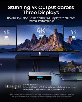 Anker Prime Dock DL7400 triple-display setup enabling additional screens for multitasking.