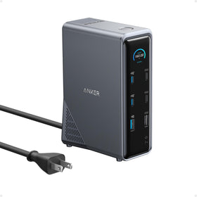 Anker Prime Docking Station angled front view with 14 ports for charging and data transfer.