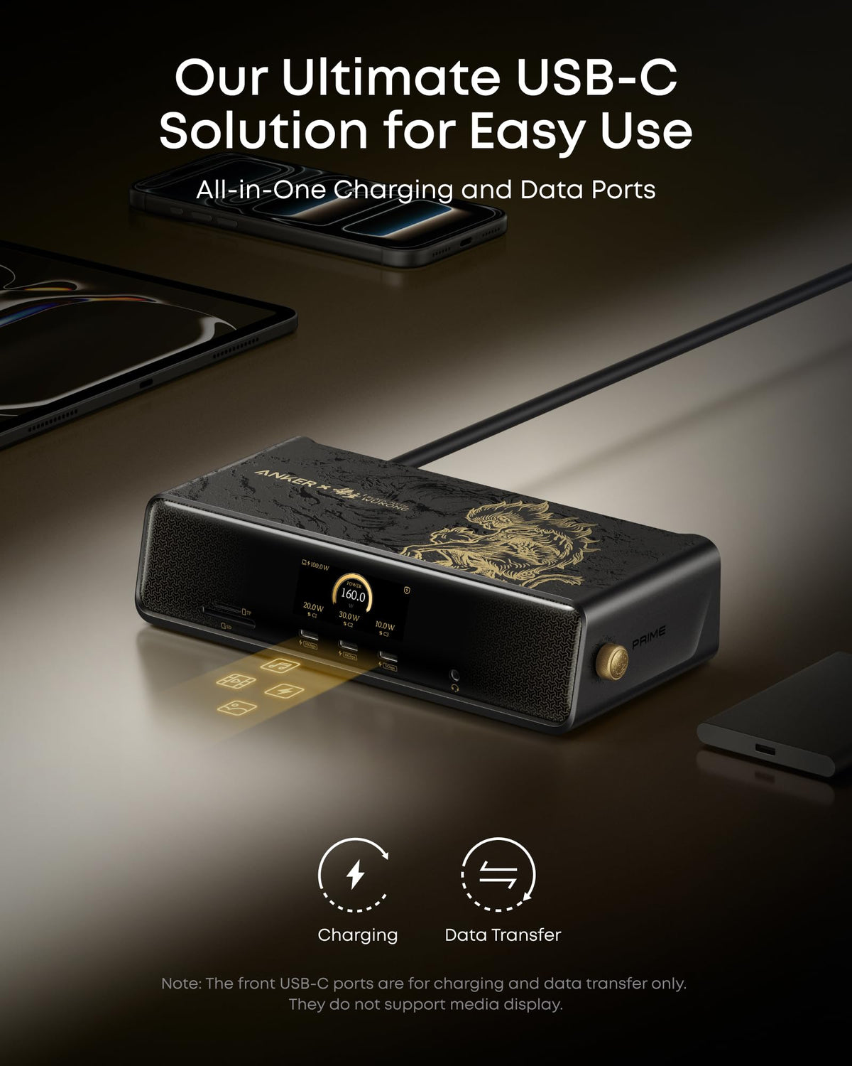 Anker Prime DL7400 audio/mic jack ready for calls and media.