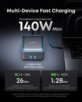 Anker Prime TB5 Docking Station Thunderbolt ports close-up for high-speed data