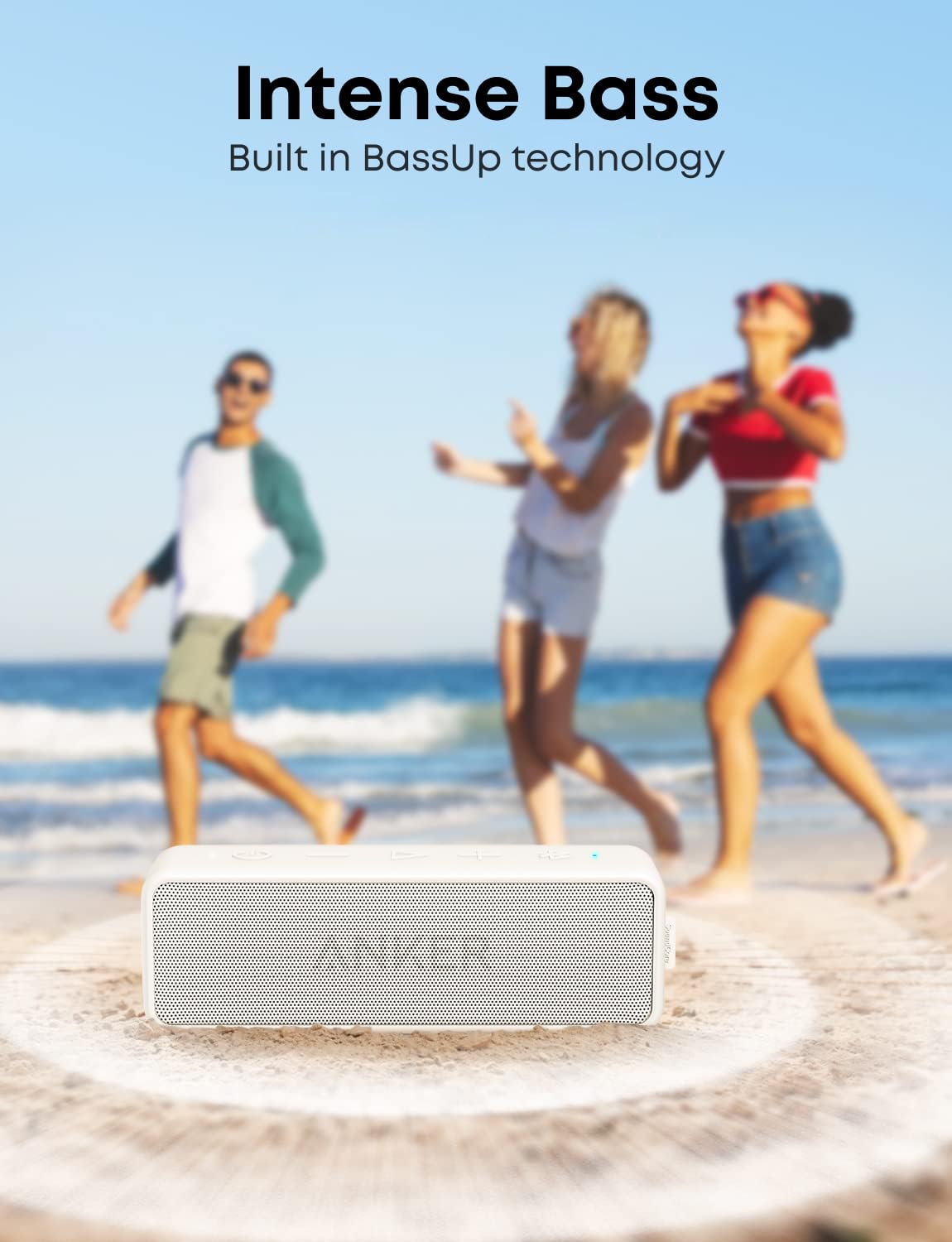 Anker Soundcore 2 close-up of grille and texture highlighting durable design and clarity