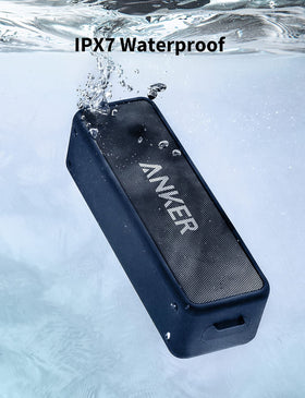 Anker Soundcore 2 held in hand to show size and portability for travel