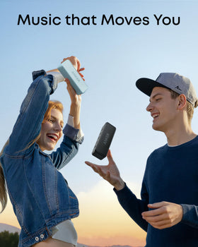 Anker Soundcore 2 in a backpack pocket showing portability and travel convenience