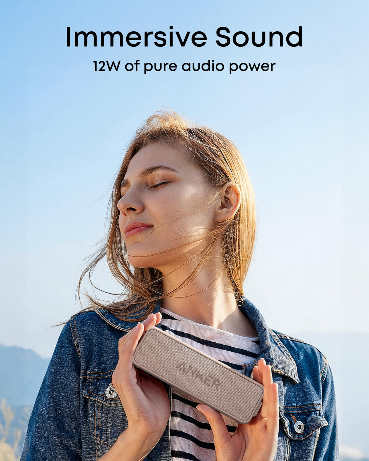 Anker Soundcore 2 outdoor in use at the beach for durable, splash-proof play