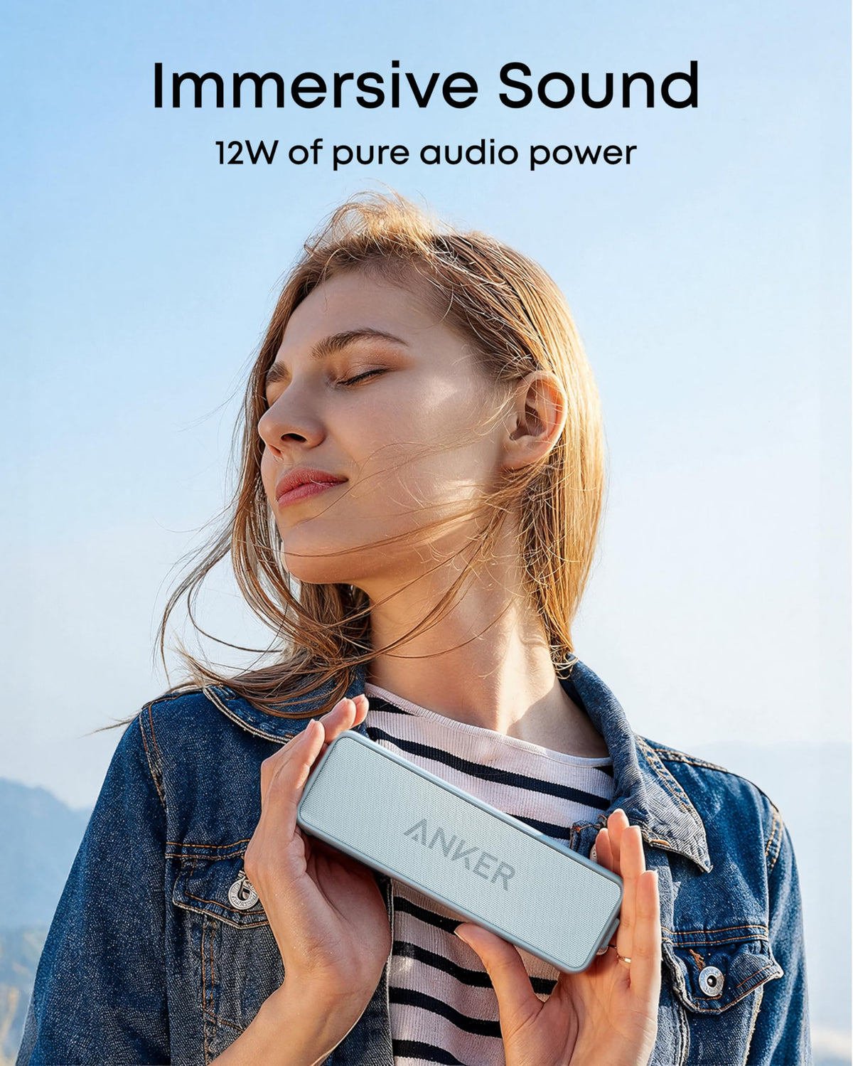 Anker Soundcore 2 splashing water to show IPX7 protection and outdoor reliability
