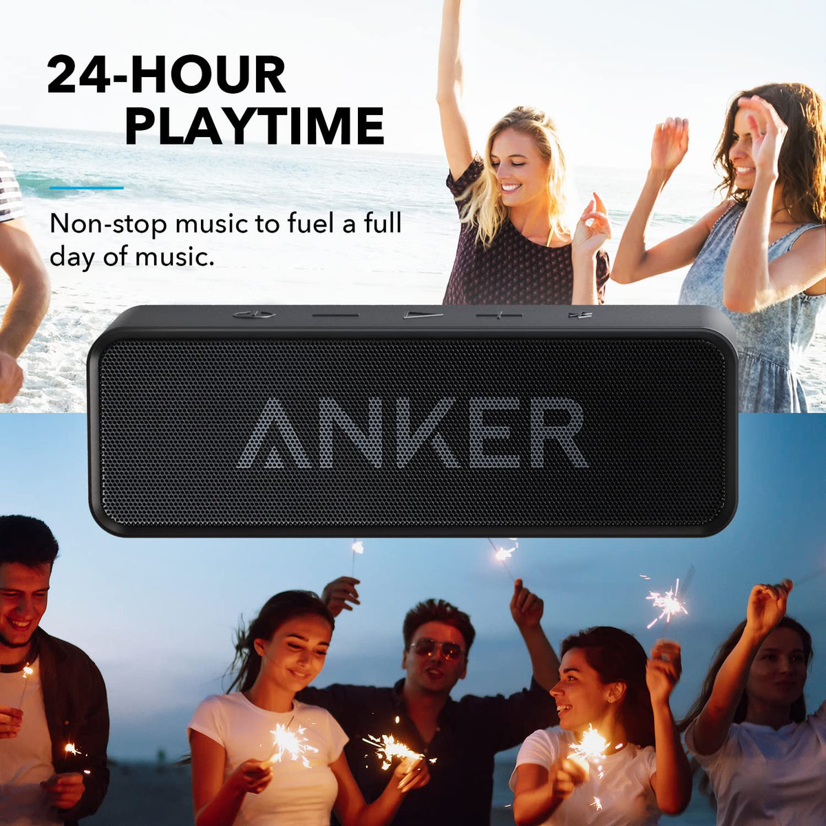 Anker Soundcore bass port detail highlighting deeper bass output