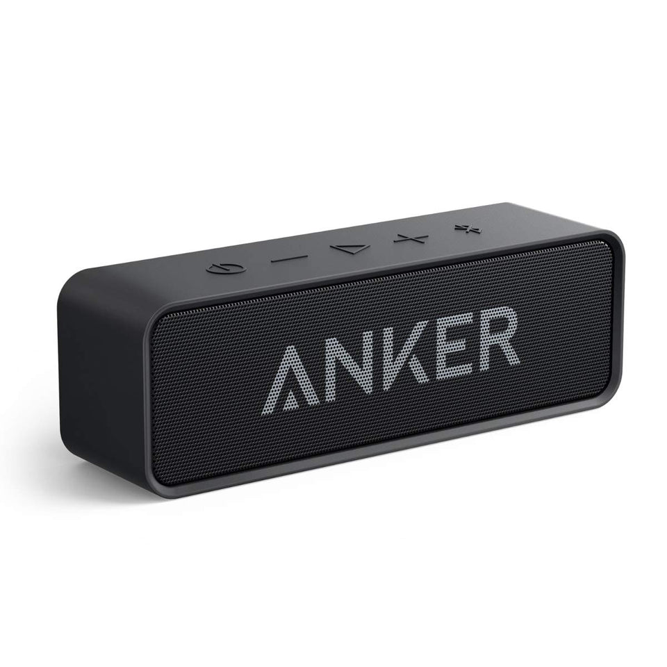 Anker Soundcore front view showing speakers and stereo benefit