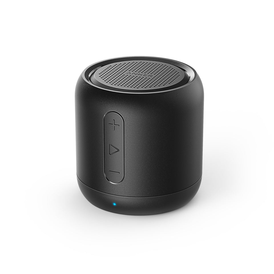Anker Soundcore Mini front view showing speaker grille and durable build for portable audio