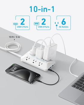 Anker USB and AC ports detail demonstrating versatile multi-device charging