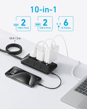 Anker closeup of USB-A and USB-C ports showing fast charging convenience
