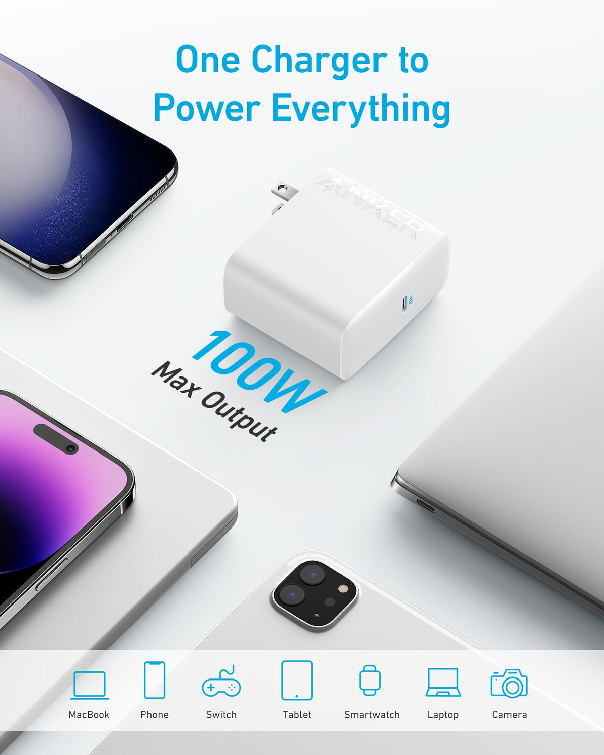 Anker with 5ft cable laid out showing included cable for flexible setups