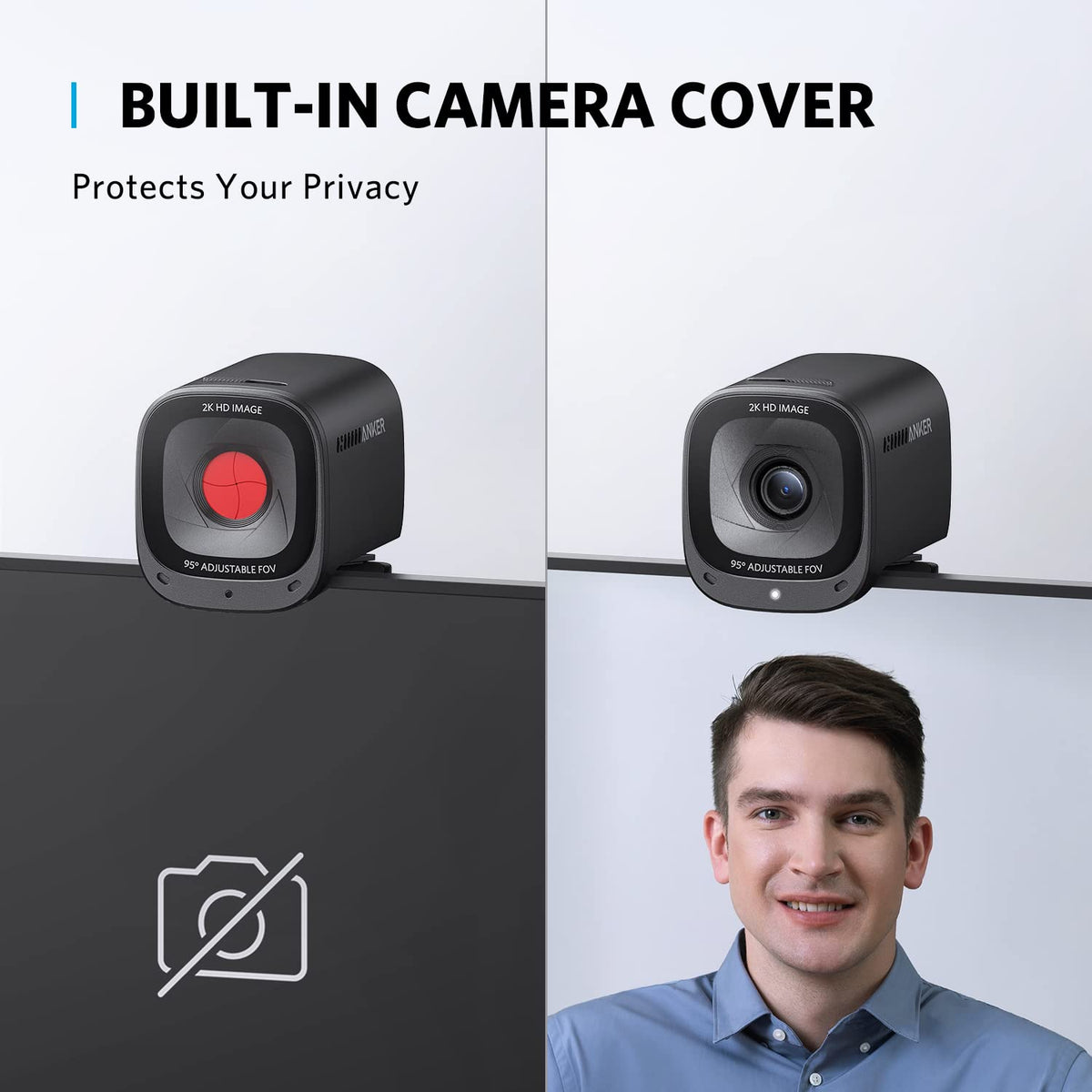 AnkerWork C200 in home office setting showing professional video presence