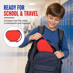 ANKHOH case inside backpack illustrating travel-ready protection for kids