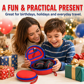ANKHOH lifestyle scene with red case showing kid-friendly vibrant styling