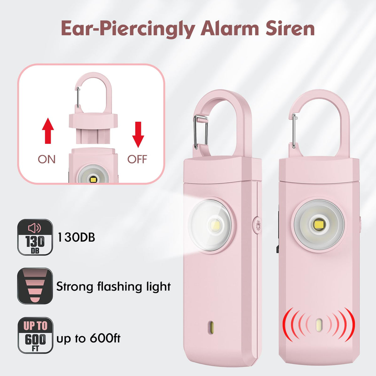 ANKOSHUN dark pink clip-on alarm on a bag for quick access