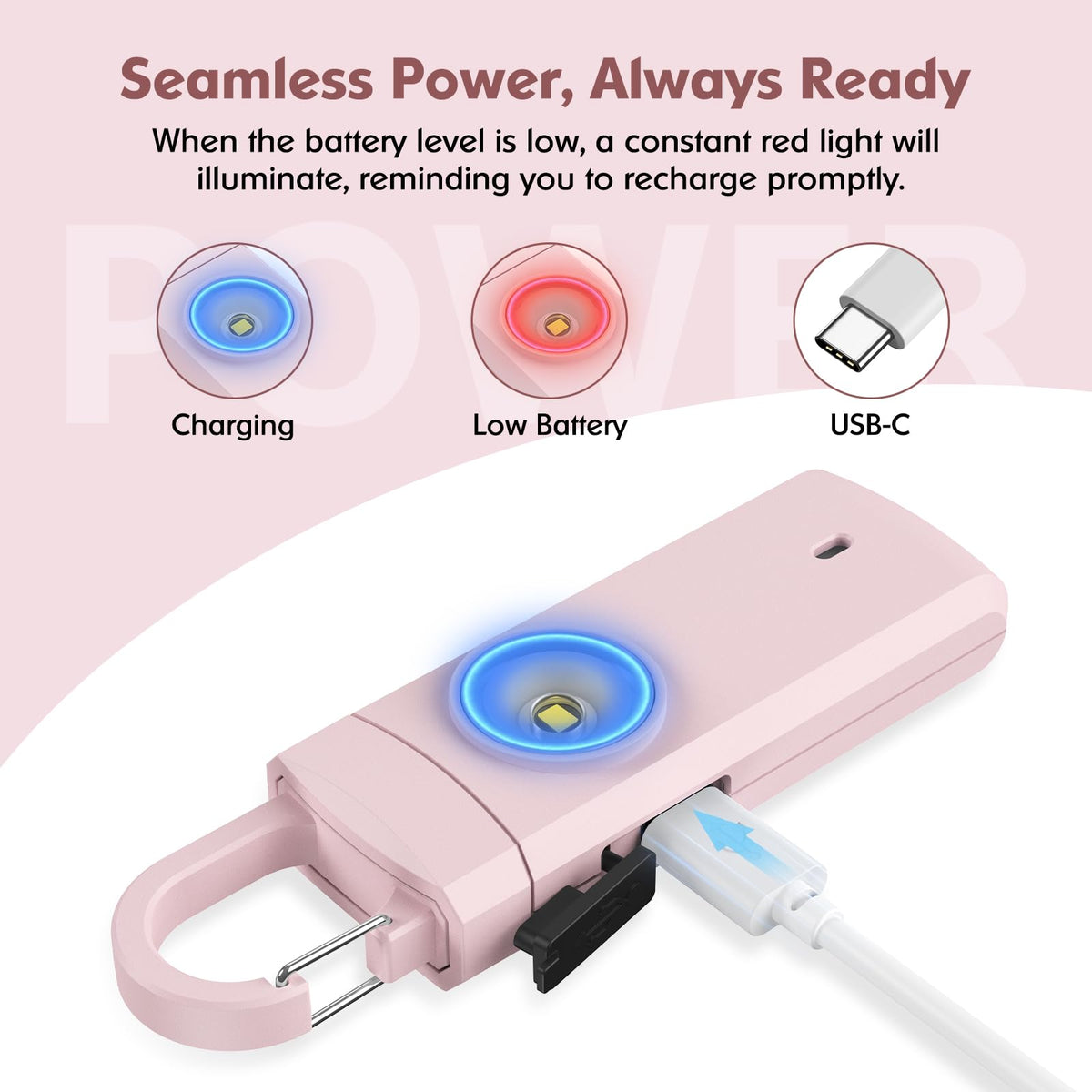 ANKOSHUN alarm with USB charging indicator showing power level