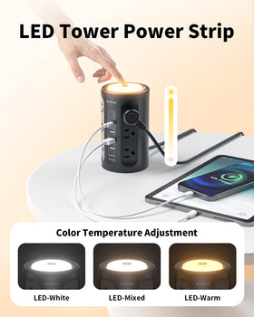 AnnTane Power Strip Tower 10 ft cord ready for distant desk layouts