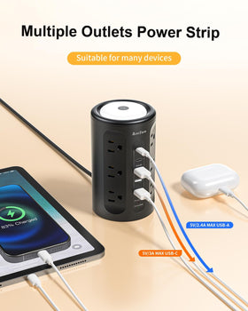 AnnTane Power Strip Tower compact dimensions fit on small desks