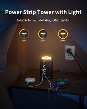 AnnTane Power Strip Tower in a dorm room setup illustrating space-saving design
