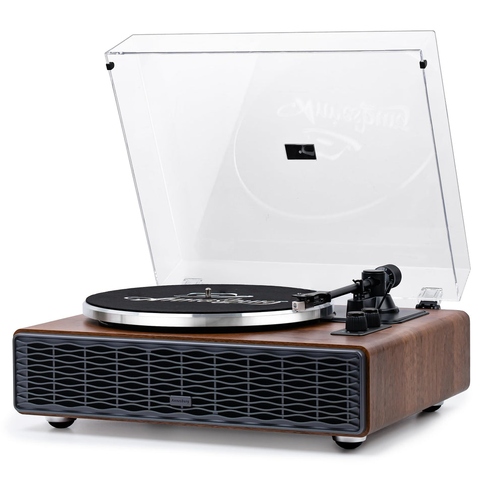 Annesburg vinyl record player in wood walnut finish with classic style and warm audio.