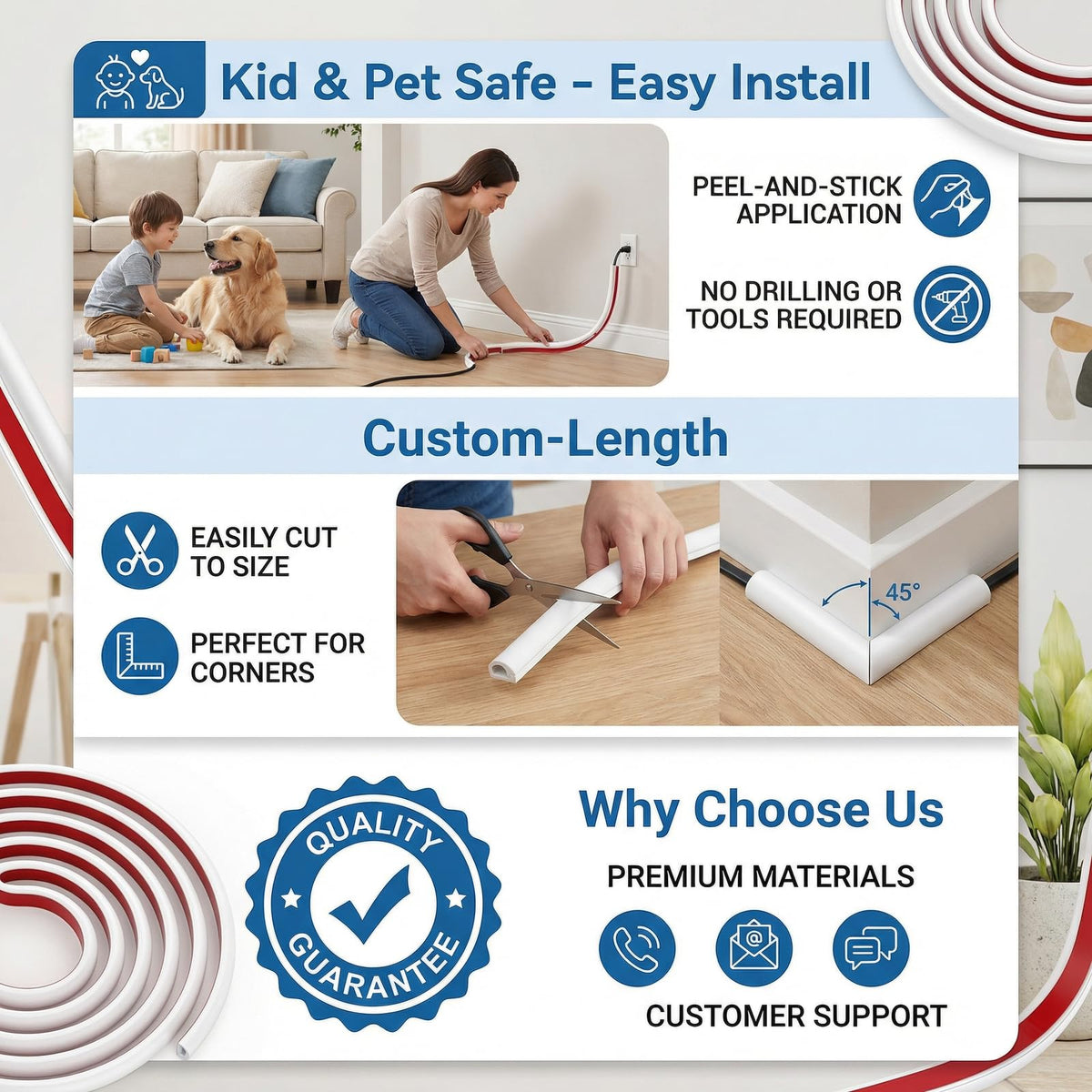 ANNISITE easy-stick install—no drilling to keep wires hidden