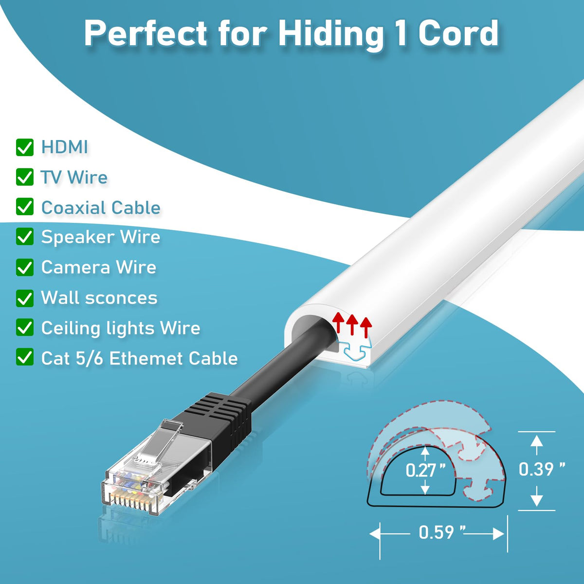 ANNISITE easy-install cord hider with adhesive no drilling required.