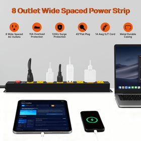 ANNQUAN 1200J surge protector protects connected devices from power spikes.