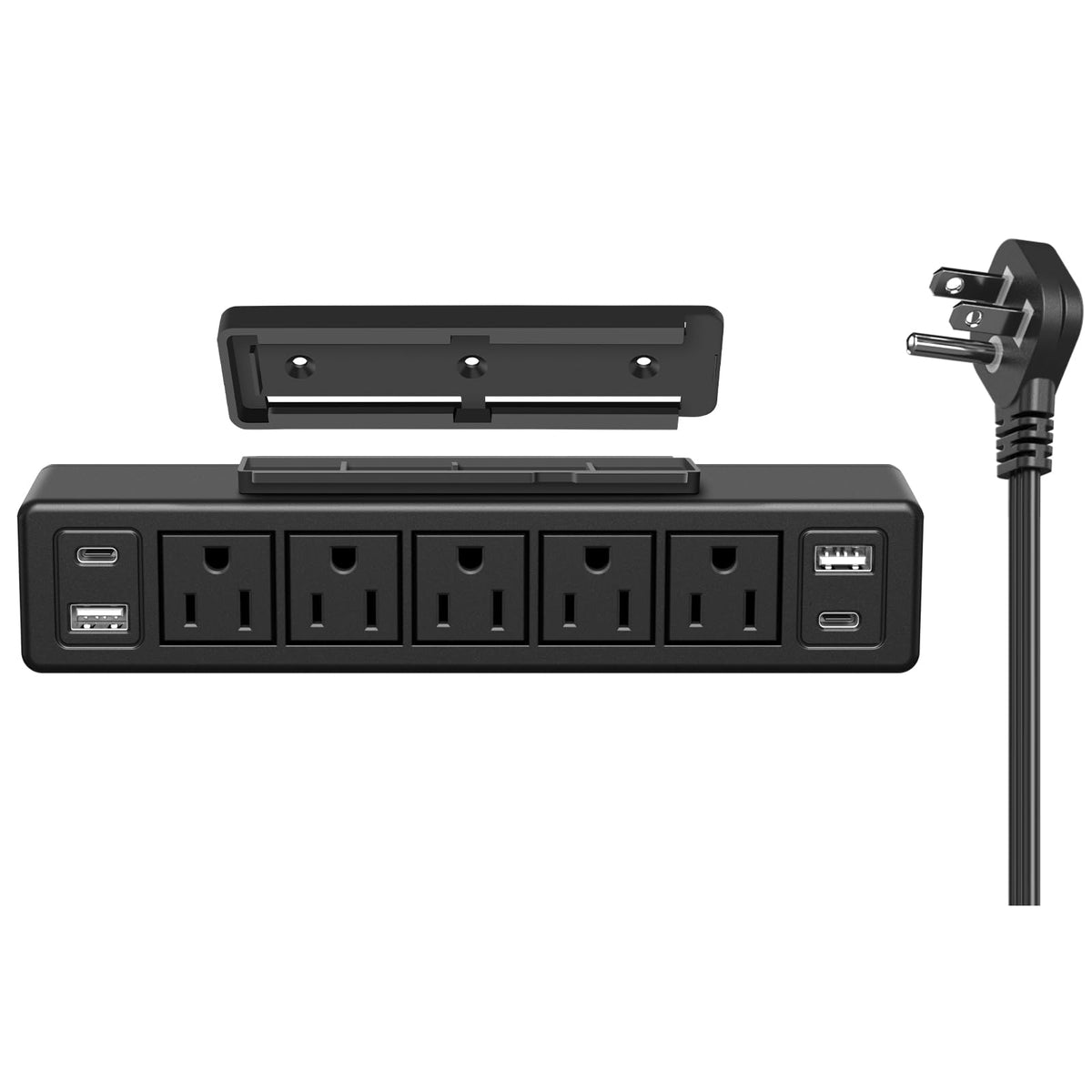 ANNQUAN 40W under-desk power strip front view for tidy charging at the workstation.